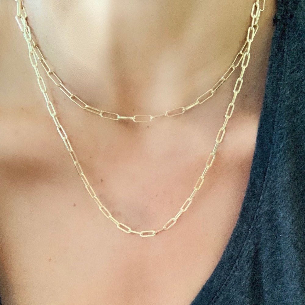 Open link chain 14k over brass